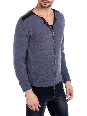 blue solid casual jacket - 13855334 - Standard Image - 2
