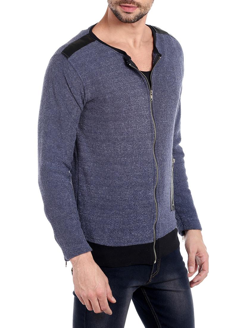 blue solid casual jacket - 13855334 - Zoom Image - 2