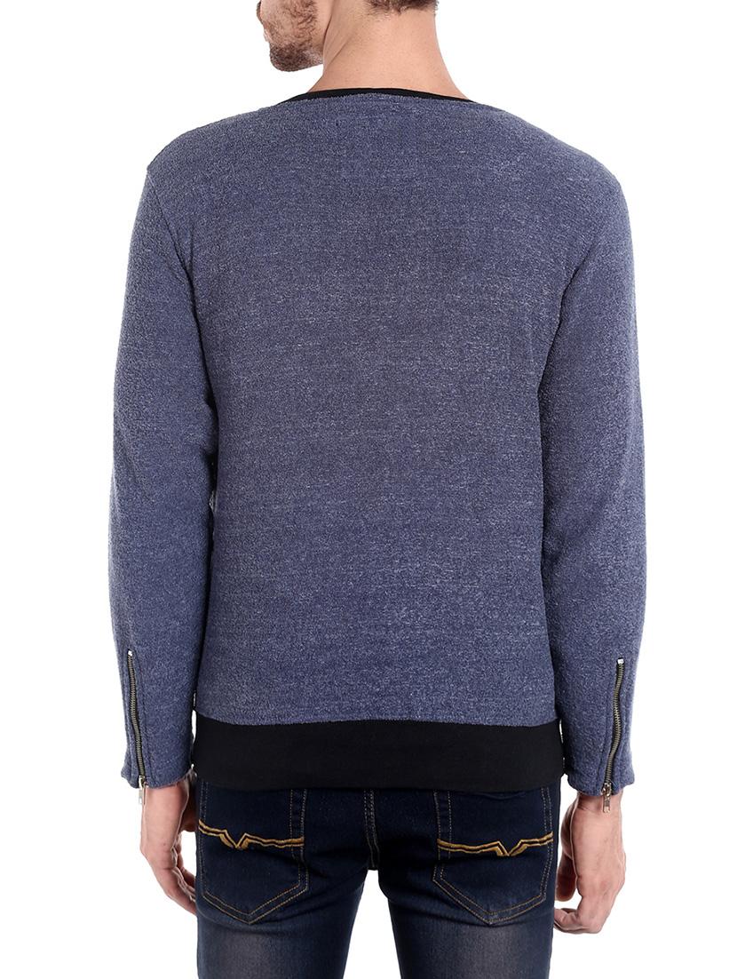 blue solid casual jacket - 13855334 - Zoom Image - 3
