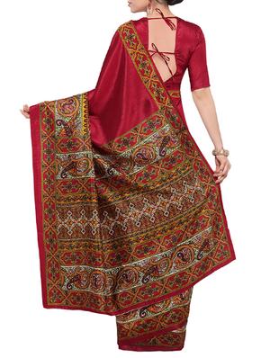 maroon bhagalpuri silk printed saree with blouse - 13857203 - Standard Image - 2