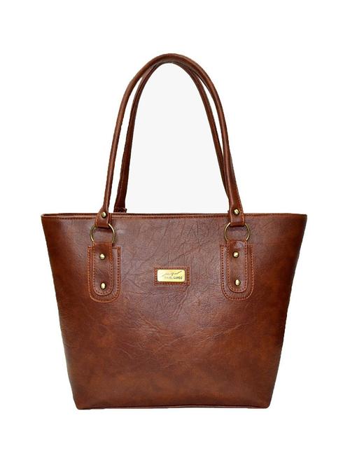 brown leatherette regular handbag - 13861400 - Standard Image - 1