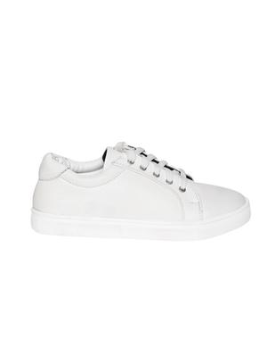 white faux leather laceup sneakers - 13869239 - Standard Image - 2