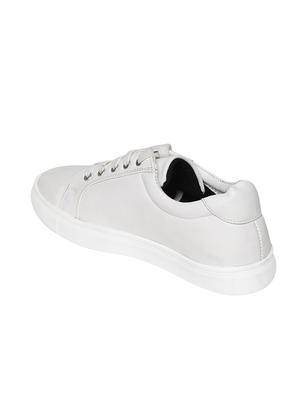 white faux leather laceup sneakers - 13869239 - Standard Image - 3