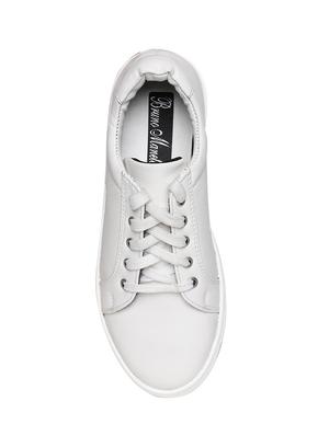 white faux leather laceup sneakers - 13869239 - Standard Image - 4