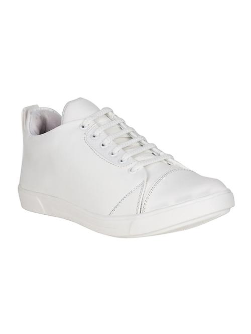 white leatherette lace up sneaker - 13875578 -  Standard Image - 0