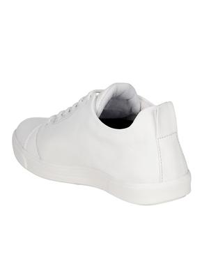 white leatherette lace up sneaker - 13875578 - Standard Image - 3