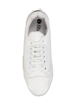 white leatherette lace up sneaker - 13875578 - Standard Image - 4