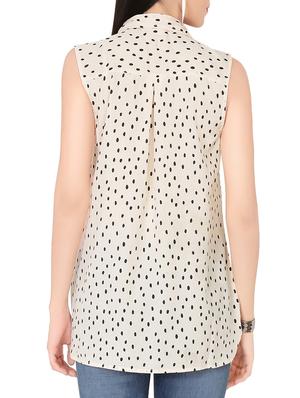 printed cream sleeveless shirt - 13876834 - Standard Image - 3