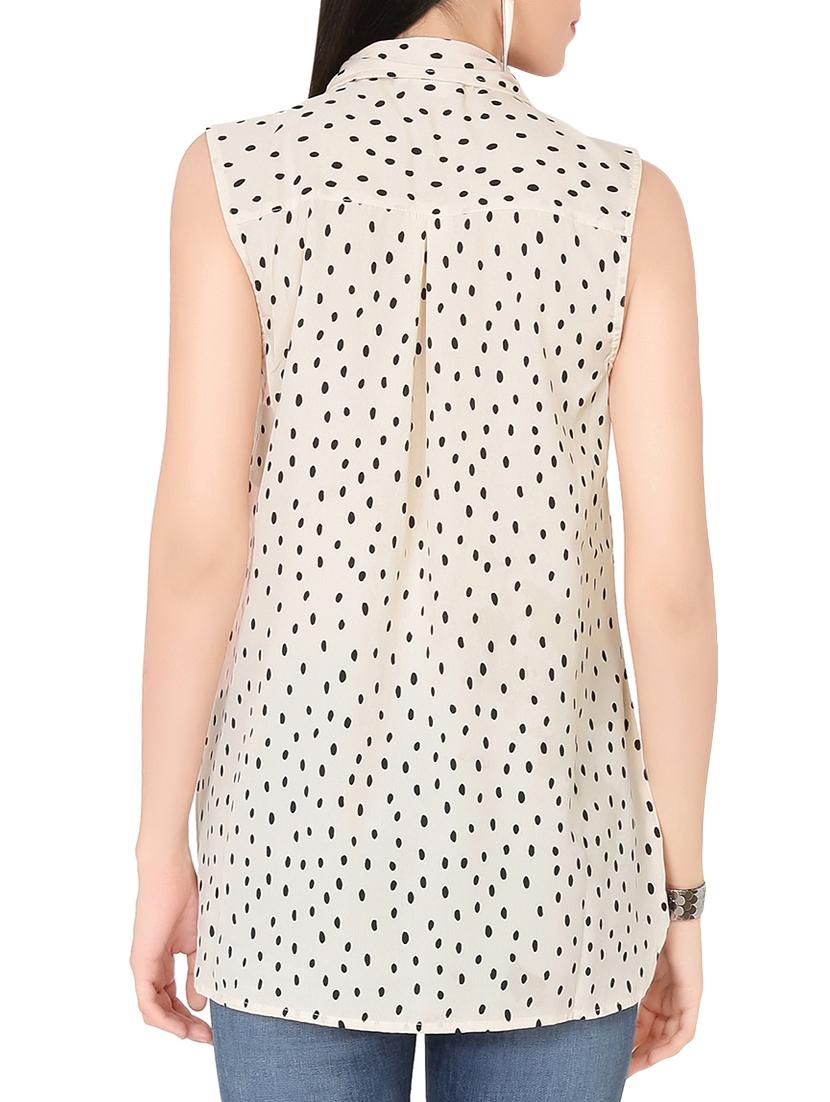 printed cream sleeveless shirt - 13876834 - Zoom Image - 3