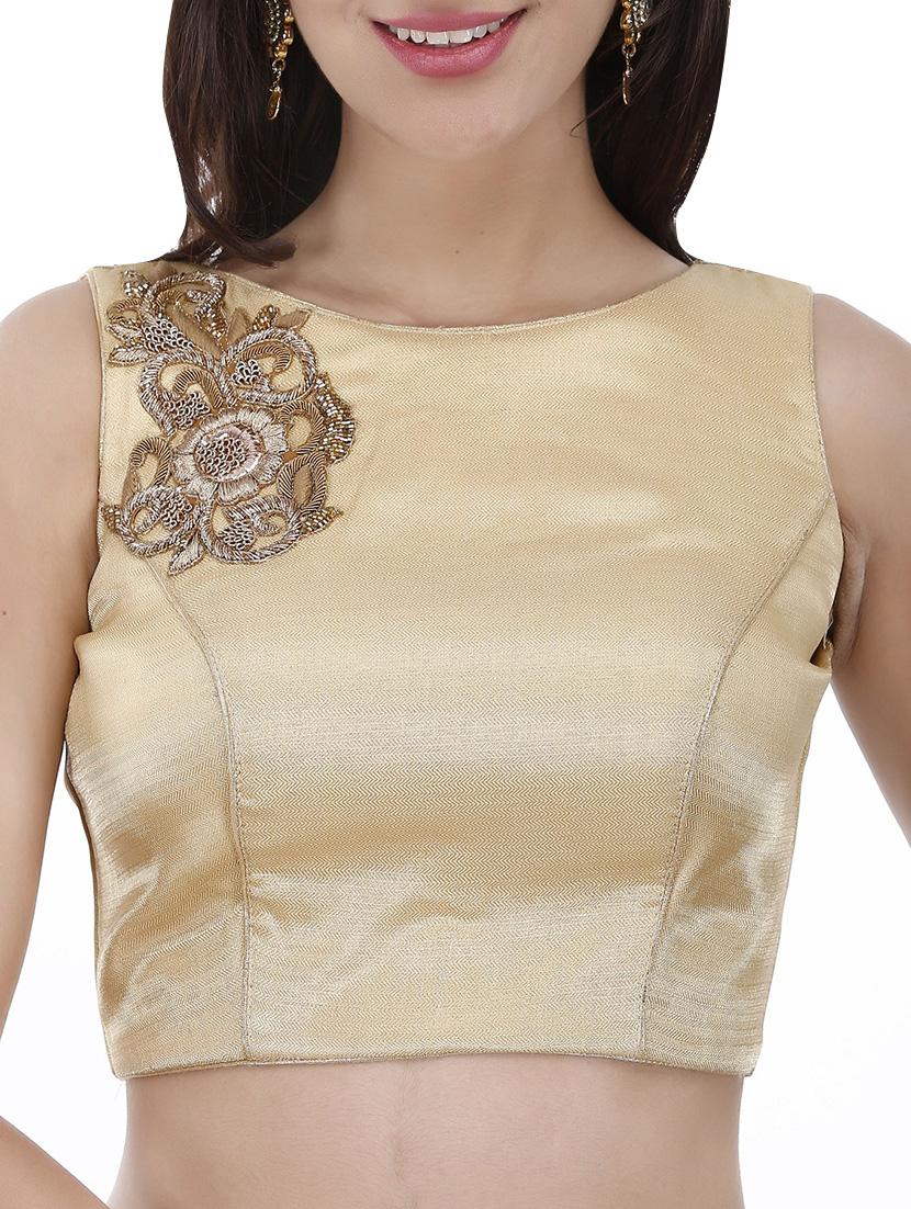 gold silk brocade stitched blouse - 13879969 - Zoom Image - 1