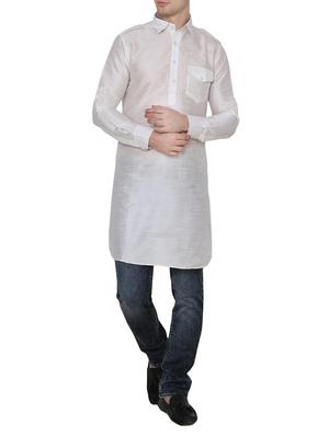 solid silk blend kurta - 13882660 - Standard Image - 4