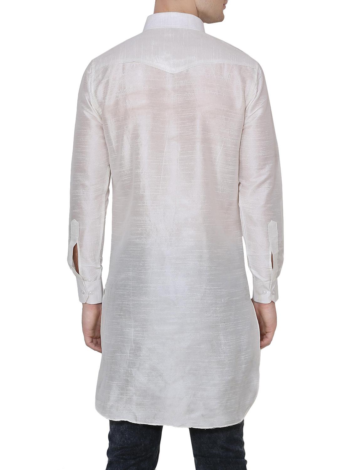 solid silk blend kurta - 13882660 - Zoom Image - 3
