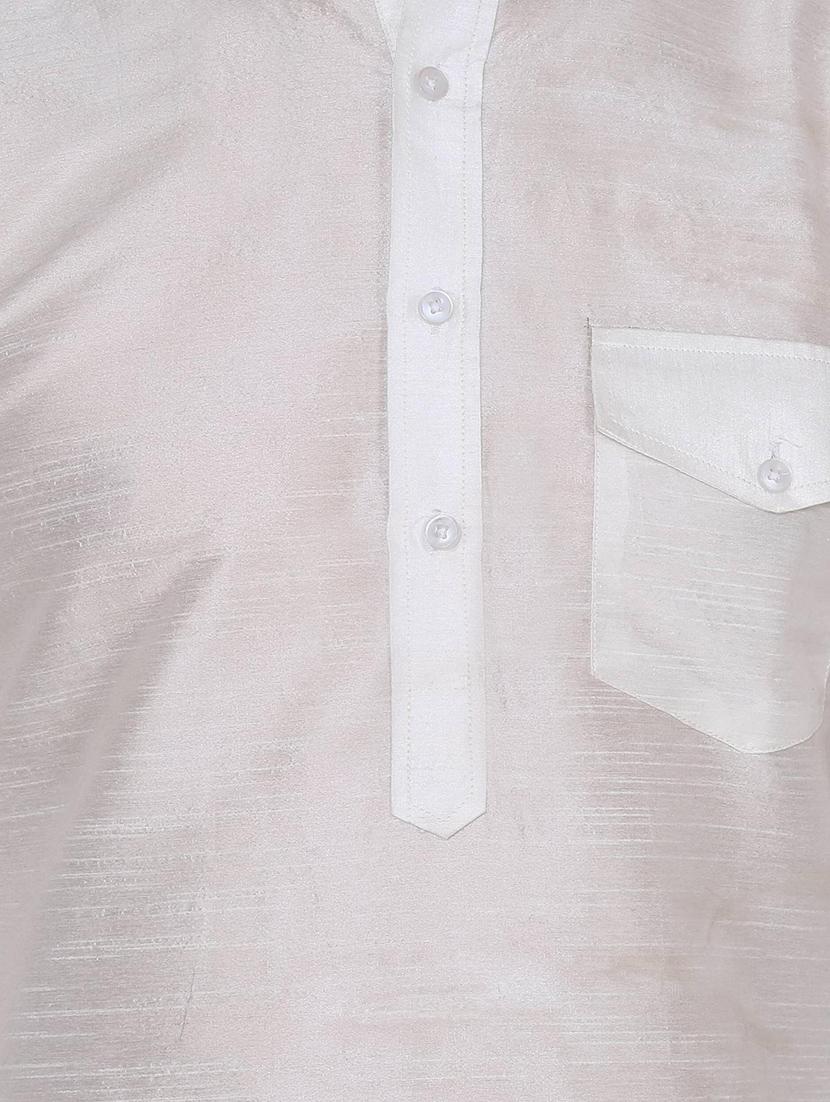 solid silk blend kurta - 13882660 - Zoom Image - 5