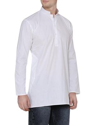 solid white cotton kurta - 13882663 - Standard Image - 2
