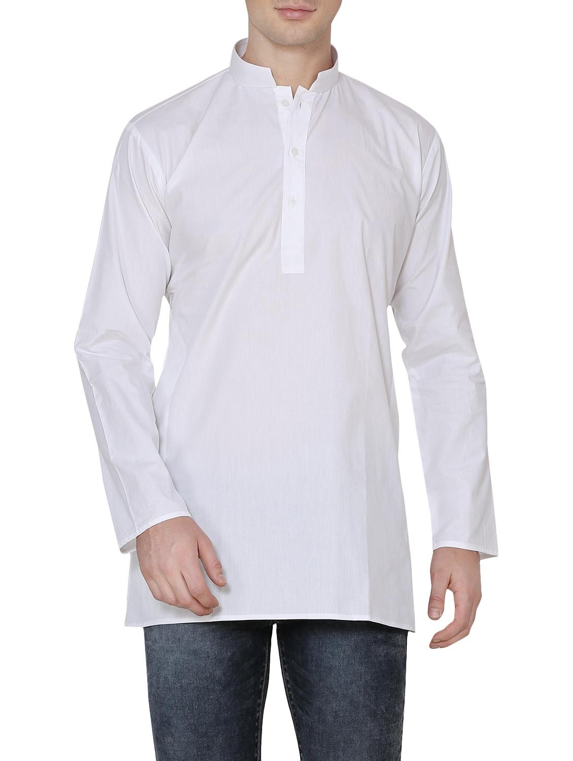 solid white cotton kurta - 13882663 - Zoom Image - 1
