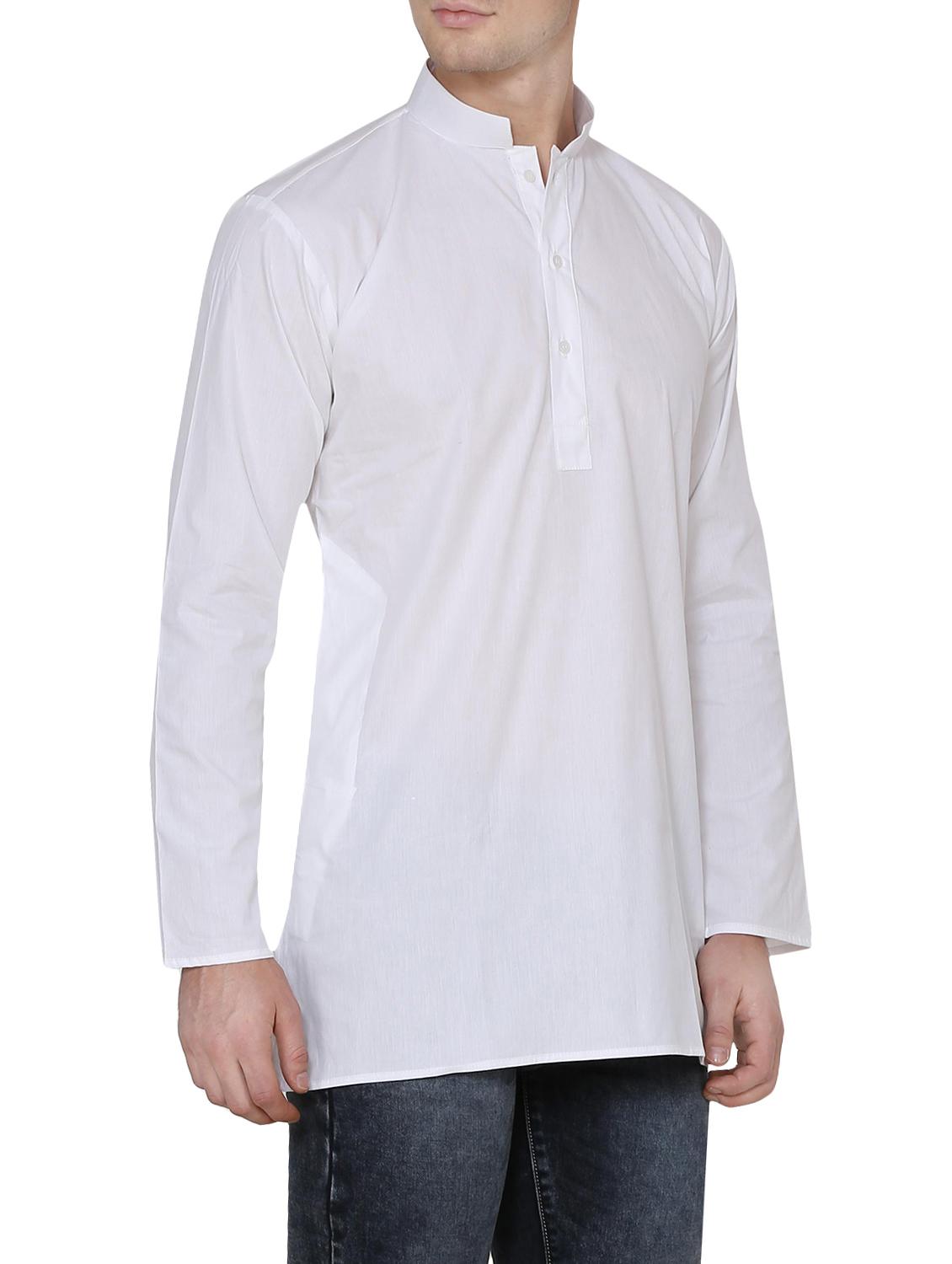solid white cotton kurta - 13882663 - Zoom Image - 2