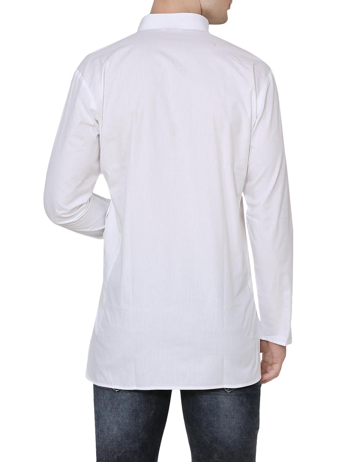 solid white cotton kurta - 13882663 - Zoom Image - 3