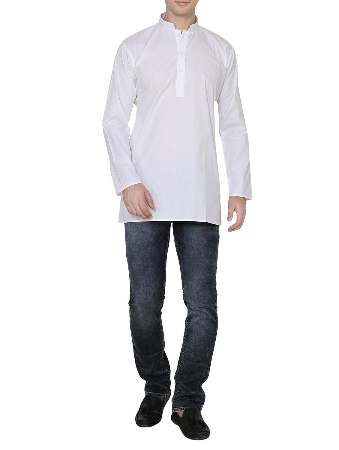 solid white cotton kurta - 13882663 - Zoom Image - 4