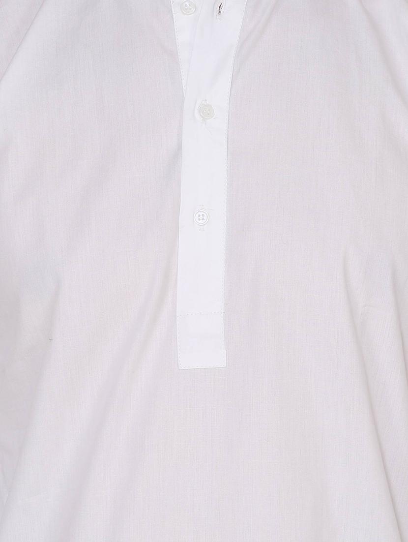 solid white cotton kurta - 13882663 - Zoom Image - 5