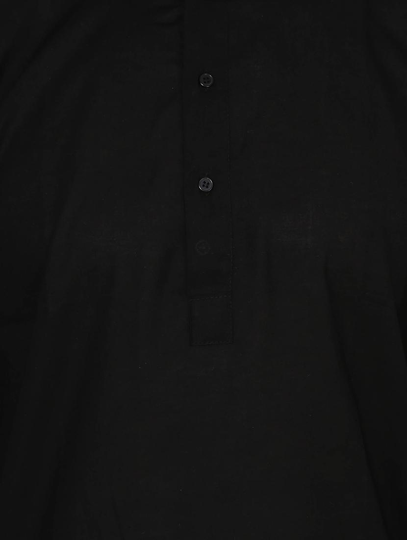 solid black cotton kurta - 13882664 - Zoom Image - 5