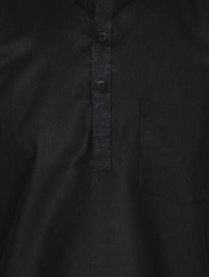 solid black cotton kurta - 13882665 - Standard Image - 5