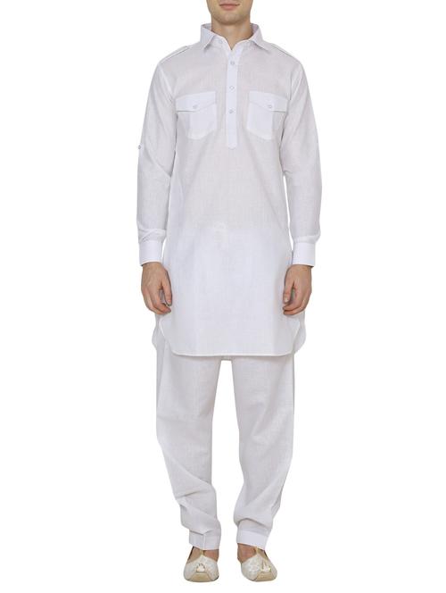 white nylon pathani set - 13882674 - Standard Image - 1