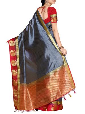 grey silk woven saree with blouse - 13885658 - Standard Image - 2