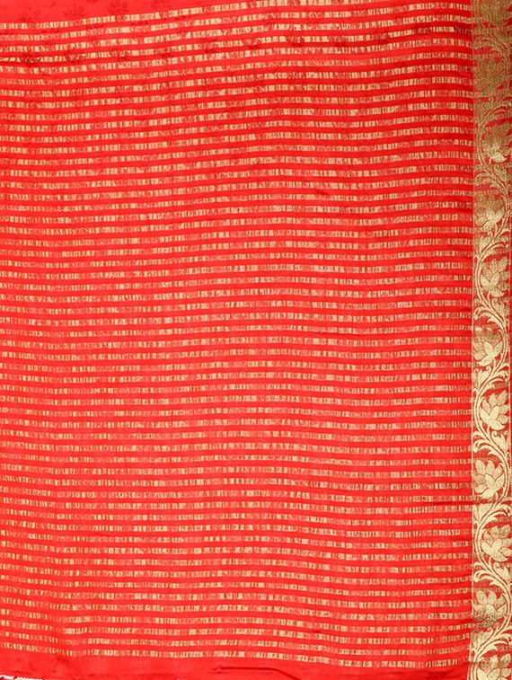 red crepe woven saree with blouse - 13885672 - Zoom Image - 4