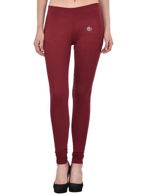 maroon cotton lycra legging - 13891097 - Standard Image - 1