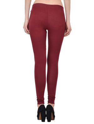 maroon cotton lycra legging - 13891097 - Standard Image - 3