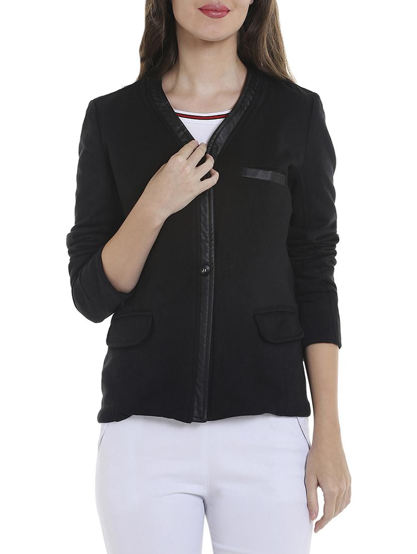 solid black cotton blazer