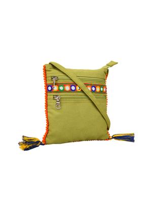 green canvas regular sling bag - 13893754 - Standard Image - 4