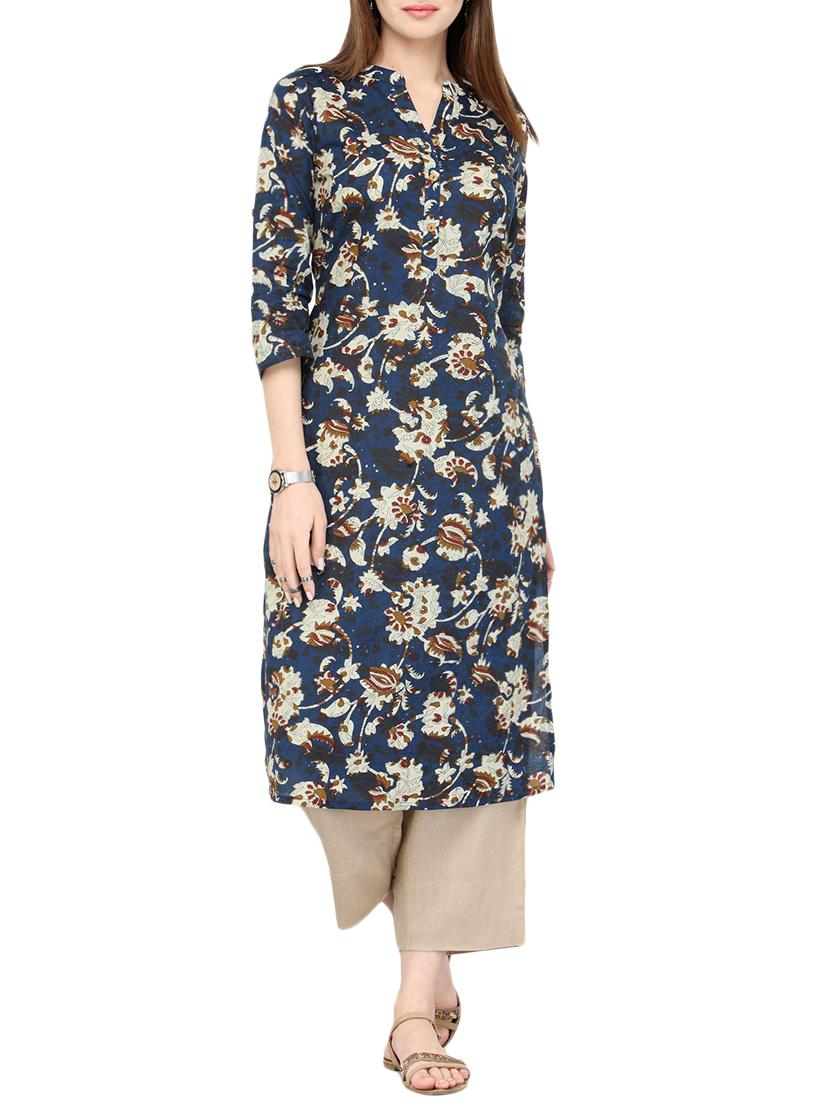 shirt collar printed kurta pant set - 13896255 - Zoom Image - 1