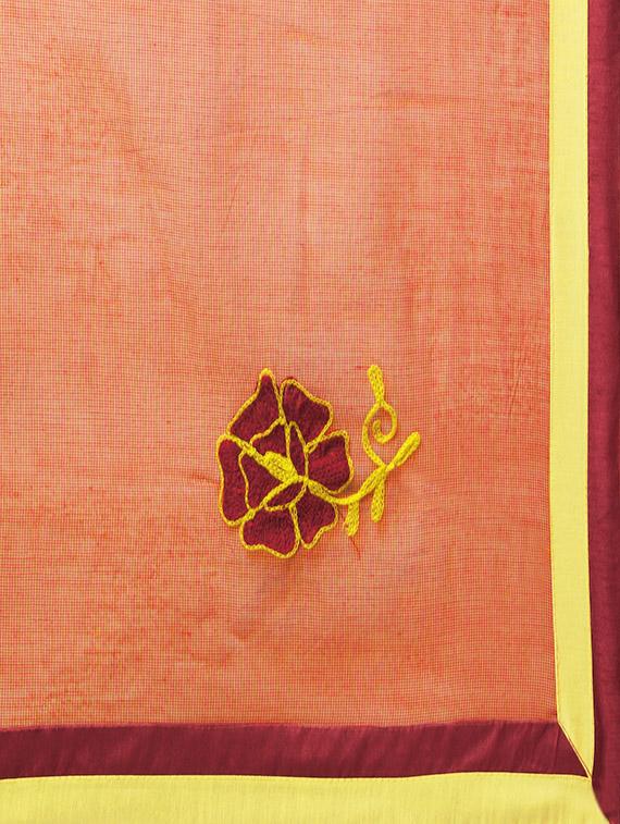 orange cotton kota doria saree with blouse - 13901014 - Zoom Image - 3