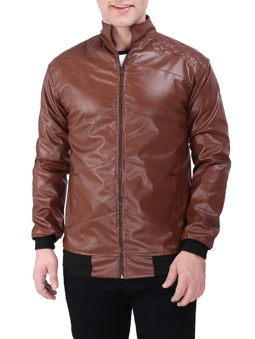 brown leather biker jacket - 13901691 - Zoom Image - 1