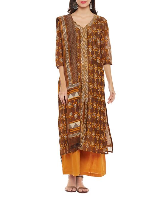 printed unstitched palazzo suit - 13902028 - Standard Image - 1