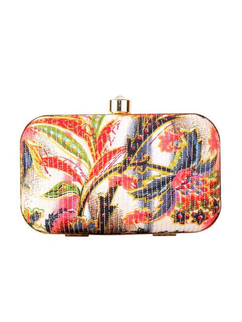 multi colored cotton box clutch - 13902110 - Standard Image - 1