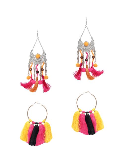 multi colored metal hoop (set of 2) earrings - 13904345 - Very Small Image - 1