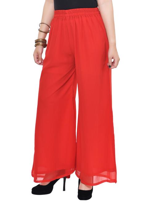 red viscose palazzos - 13904395 - Standard Image - 1