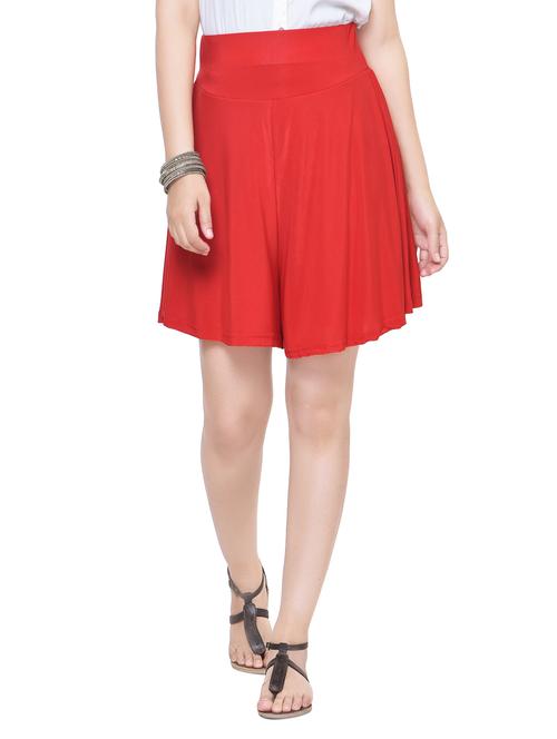 solid red satin skorts - 13904419 - Standard Image - 1