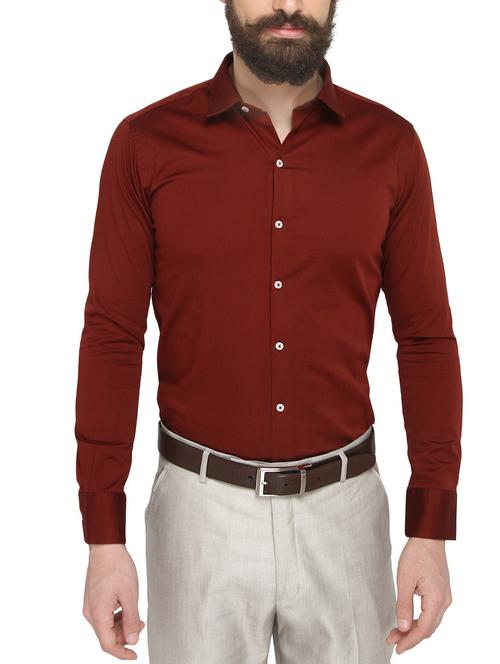 red cotton formal shirt - 13911006 - Standard Image - 1