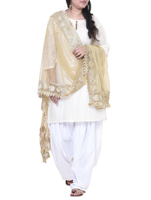 beige poly georgette plain dupatta - 13916648 - Standard Image - 1