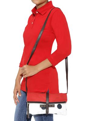 white leatherette fold over sling bag - 13916841 - Standard Image - 7