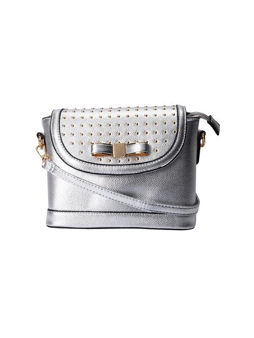 silver leatherette sling bag - 13916853 -  Standard Image - 0