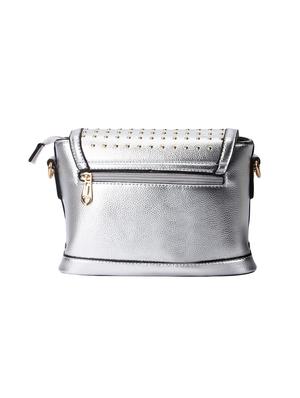 silver leatherette sling bag - 13916853 -  Standard Image - 1