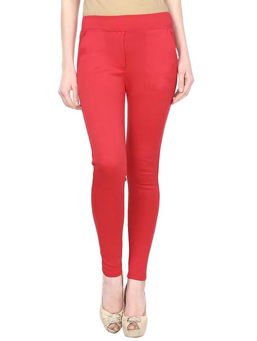 red cotton jeggings - 13917114 - Standard Image - 1