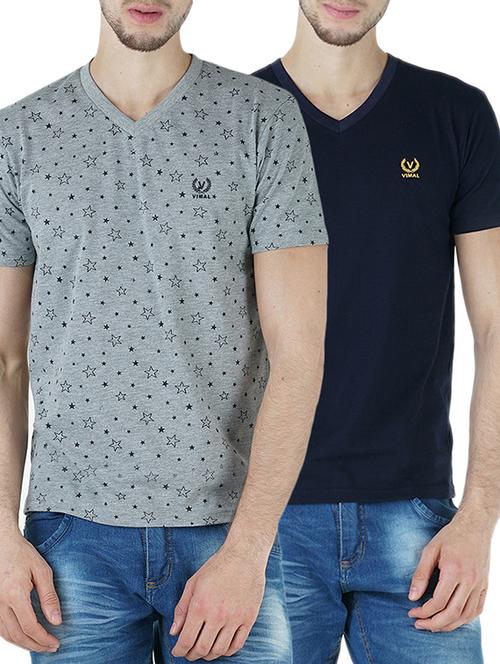 grey blue cotton combos t-shirt - 13919319 - Very Small Image - 1
