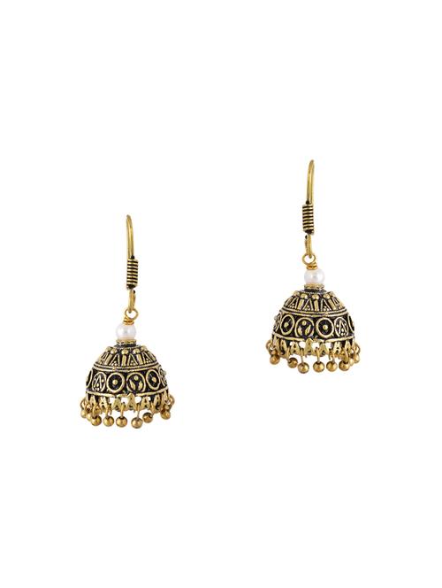 gold metal jhumka earrings - 13920936 - Standard Image - 1
