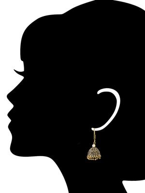 gold metal jhumka earrings - 13920936 - Standard Image - 3