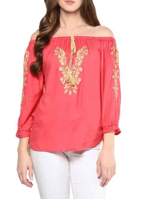 embroidered off shoulder top - 13921749 - Standard Image - 1